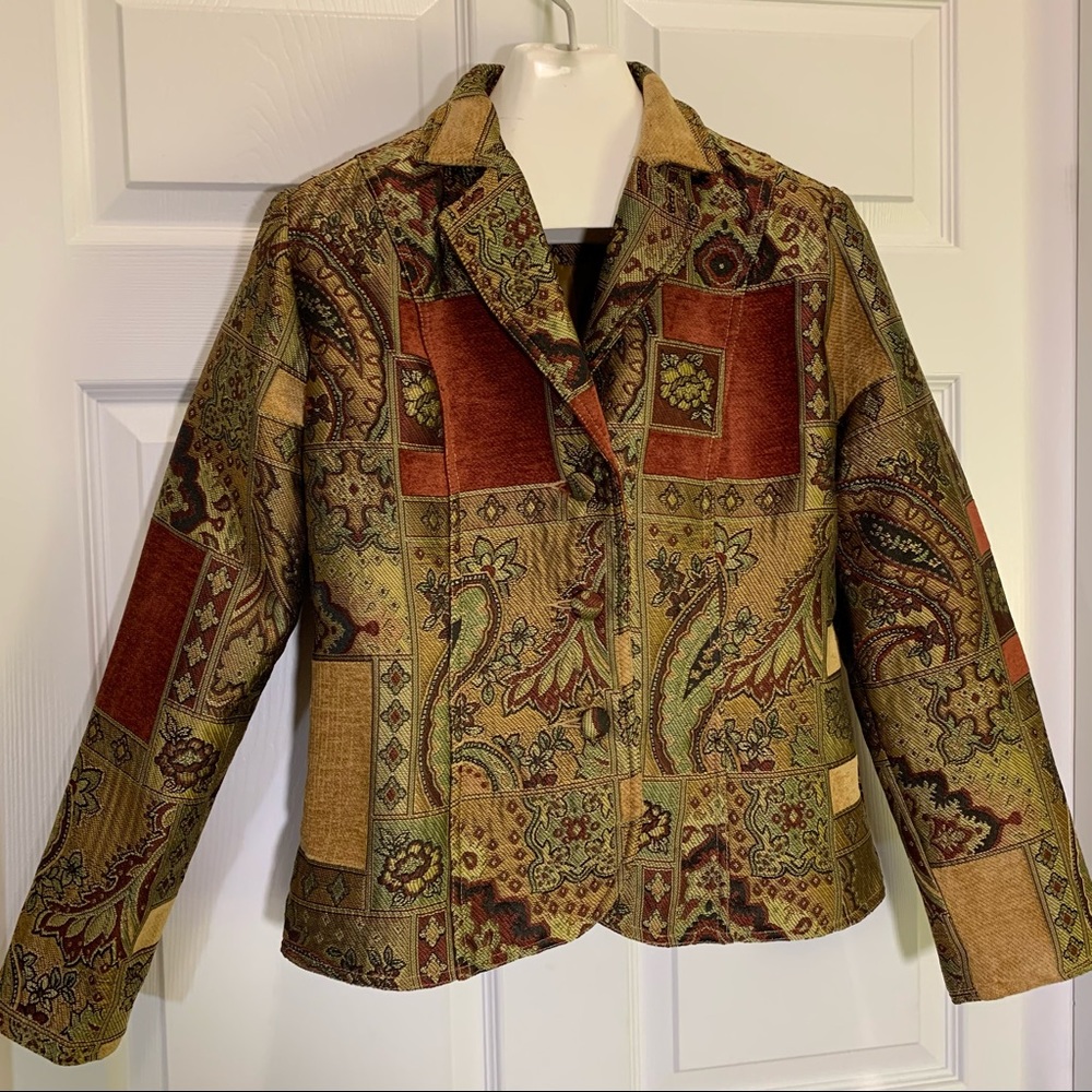 ELCC Tapestry Style Multi Color Lined Jacket Size S